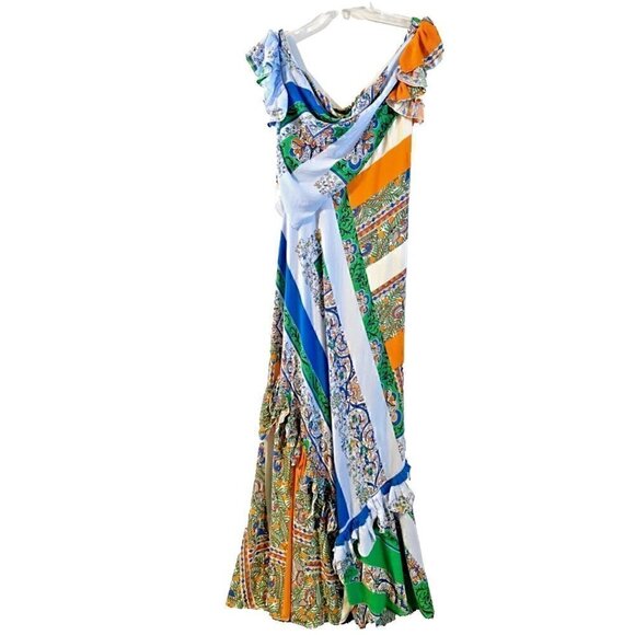 Tory Burch Grand Voyage Stripe Patchwork Maxi Dress sz 4 multicolor coquette - Picture 1 of 14